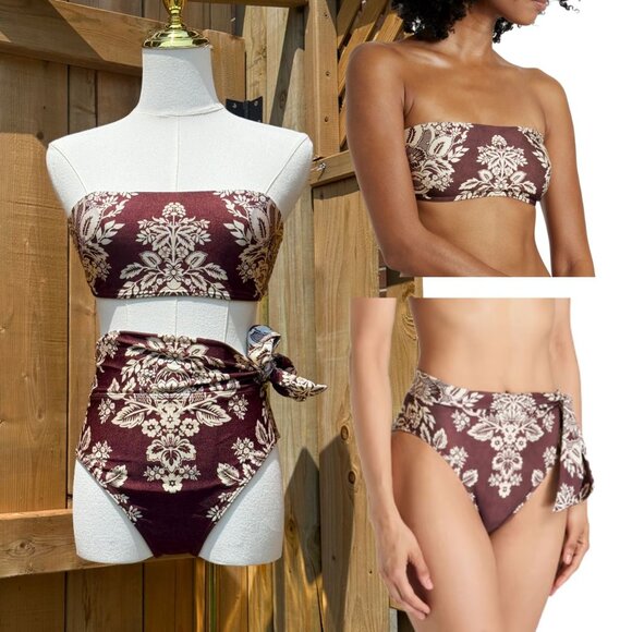 🆕 ZIMMERMANN 🧿 NWT Pink Floral-Print Bandeau, Scarf High Waist Pant Sz 1 US4/6 - Picture 1 of 16